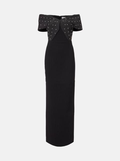 REBECCA VALLANCE Ederson embellished crêpe bustier gown