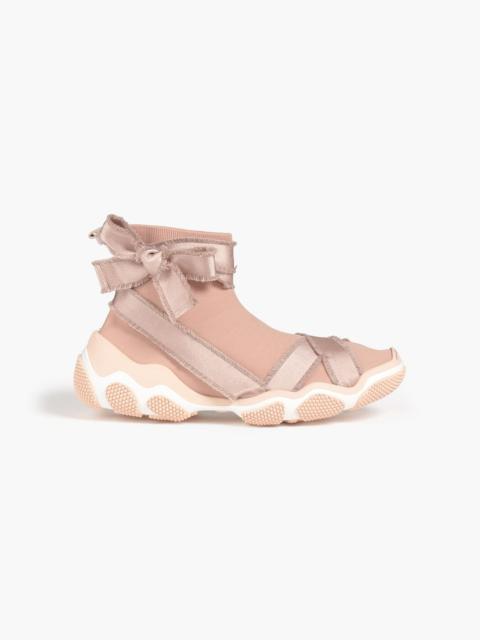 Other Designers Glam Run satin-trimmed stretch-knit high-top sneakers