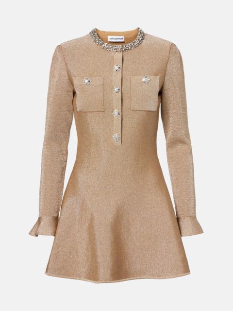 self-portrait Crystal-embellished lamé minidress