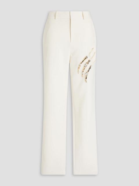 AREA Claw embellished cutout crepe tapered pants
