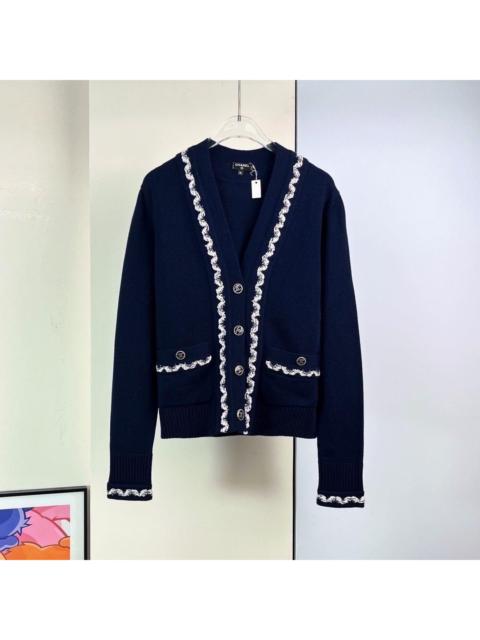 CHANEL Chanel 21P Dark Blue Cashmere Knit Cardigan