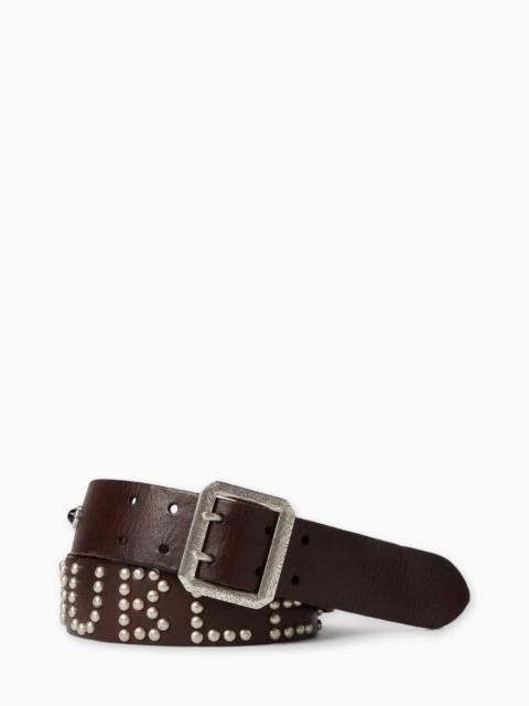 RRL by Ralph Lauren RRL STUDDED-LOGO LEATHER BELT DARK BROWN