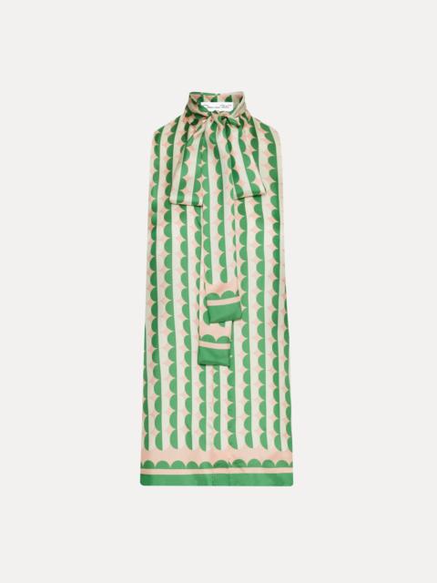 Oscar de la Renta GEOMETRIC CIRCLE SILK TWILL SLEEVELESS BLOUSE