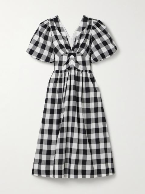 Sea Gathered Gingham Cotton-poplin Midi Dress