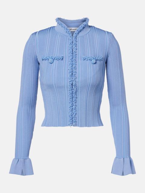 self-portrait Beaded ribbed-knit cardigan