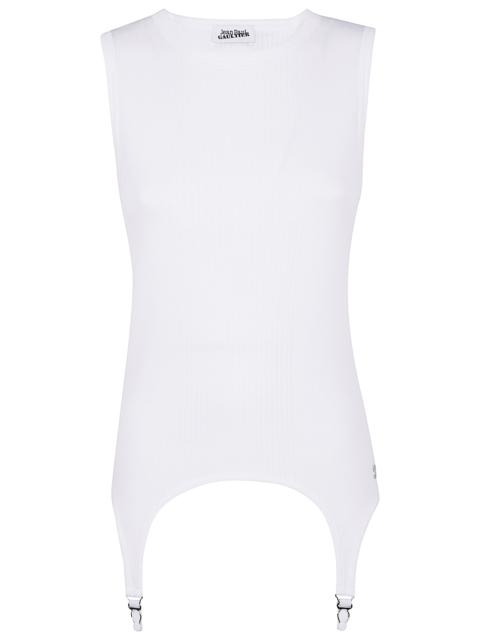 Jean Paul Gaultier Cotton Ribbed Tank Top With Lingerie Garter