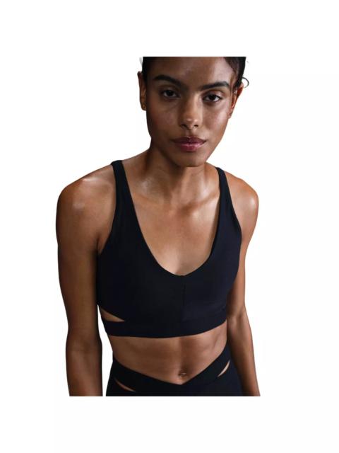 Nike Women's Zenvy Rib Light-Support Padded Longline Sports Bra-Black