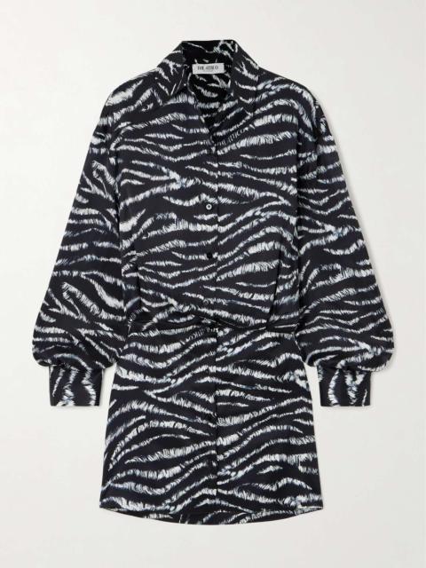 Silvye printed satin mini shirt dress Black