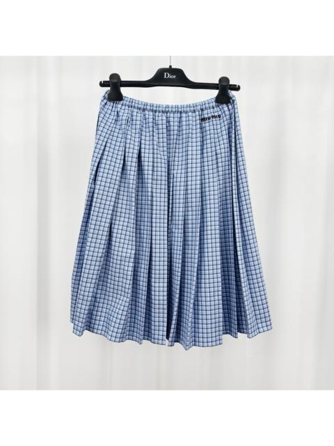 Miu Miu Miu Miu 24SS Embroidered Letter Blue Plaid Pleated Skirt