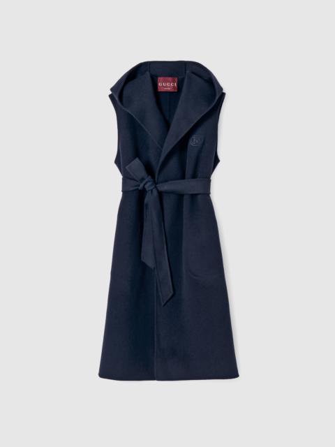 GUCCI Wool sleeveless coat with embroidery