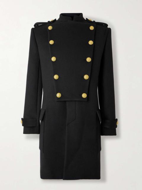Double-Breasted Embellished Wool and Cashmere-Blend Coat