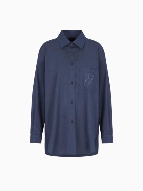 EMPORIO ARMANI YARN-DYED SHIRT WITH EMBROIDERED LOGO