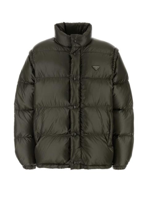 Prada Prada Men Olive Green Nylon Down Jacket
