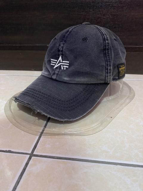 Other Designers Alpha Industries × Vintage - Alpha Industries Hat Adjustable Leather Design Distressed