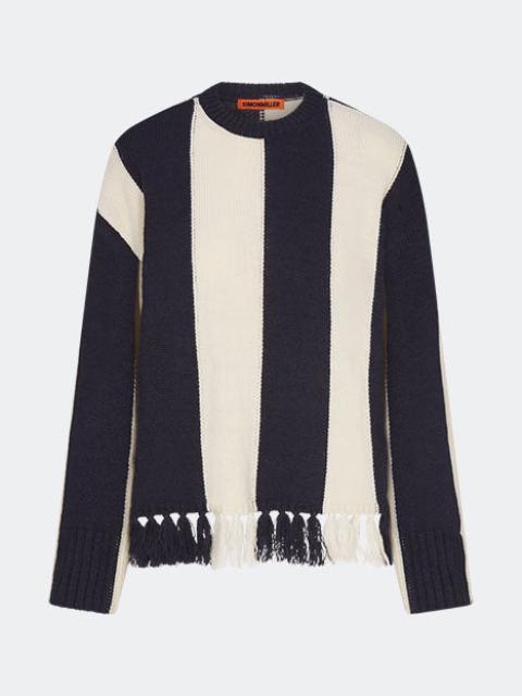 SIMONMILLER Faye Tassel Sweater In Navy/Cream