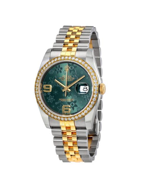ROLEX Rolex Oyster Perpetual Datejust 36 Green Floral Dial Stainless Steel and 18K Yellow Gold Jubilee Bra