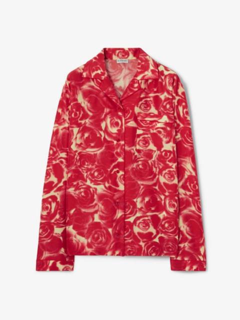 Burberry Rose Silk Poplin Shirt, Brand Size 8 ( US Size 6 )