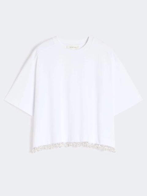 Other Designers Max Mara Sportmax Cropped T-shirt With Embroidered Pearls