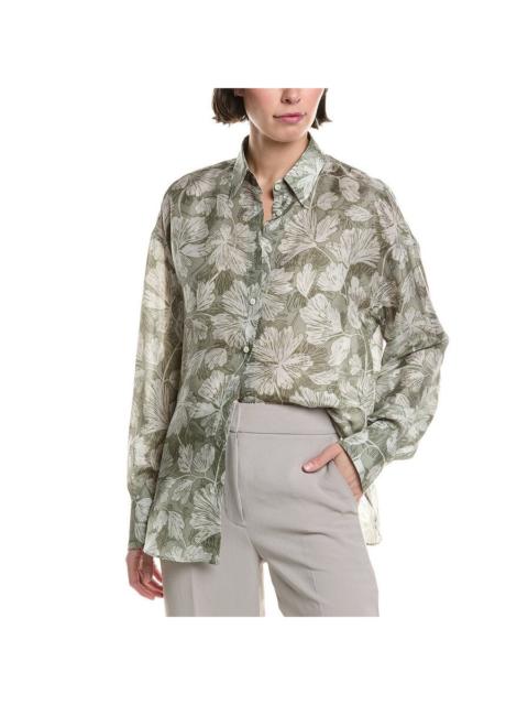 Brunello Cucinelli Brunello Cucinelli Green Silk Floral Blouse