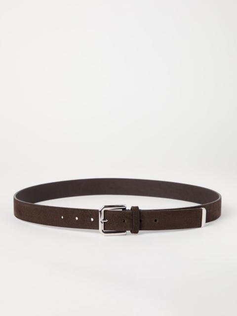 Brunello Cucinelli Reversed leather belt with square buckle and tip