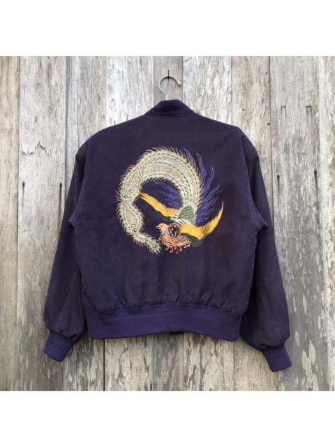 Other Designers Designer - Vintage Gervanne Quilted Jacket Artistic Phoenix Embroidery