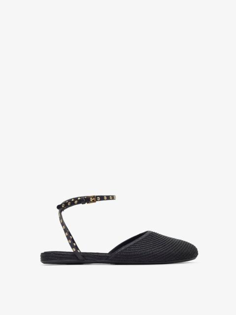 Alaïa Paper straw black flat sandals