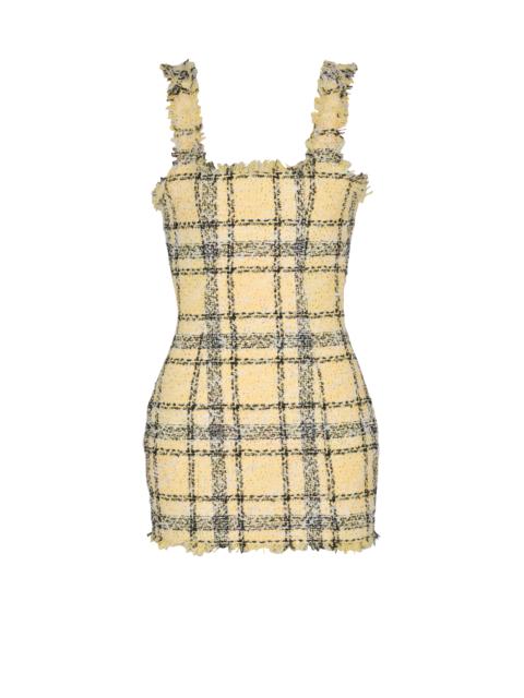 Balmain Short strappy dress in glitter tweed