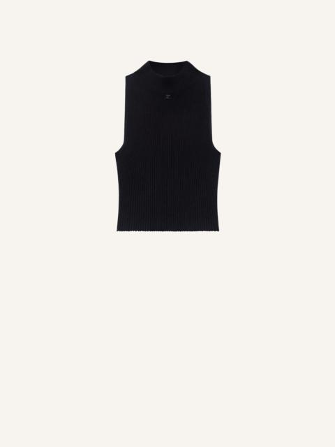 courrèges MOCKNECK LIGHT RIB CROPPED TOP