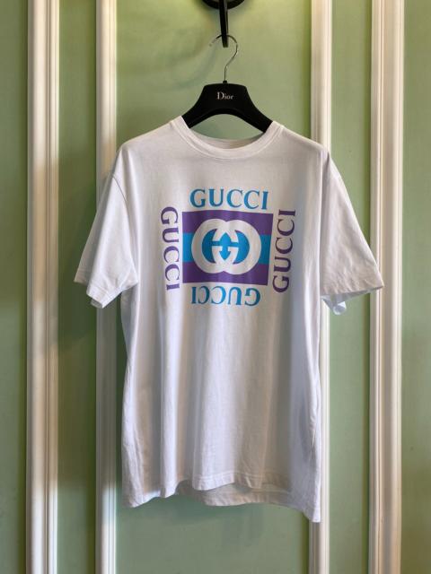 GUCCI Gucci Purple Blue Logo Short Sleeve T-Shirt