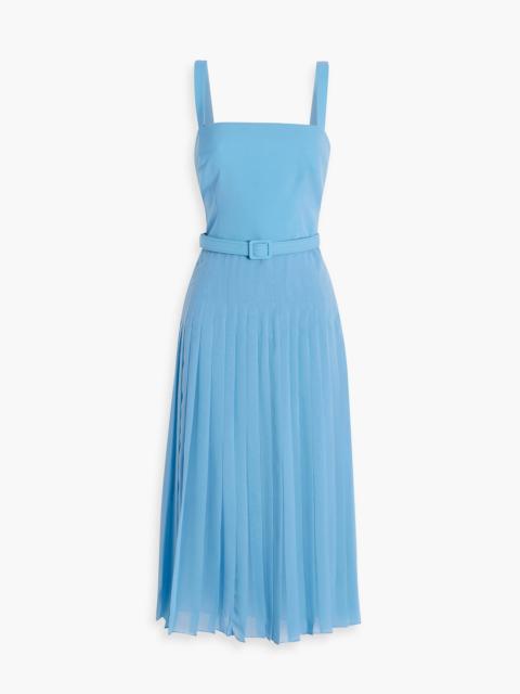 Oscar de la Renta Pleated chiffon and wool-blend dress