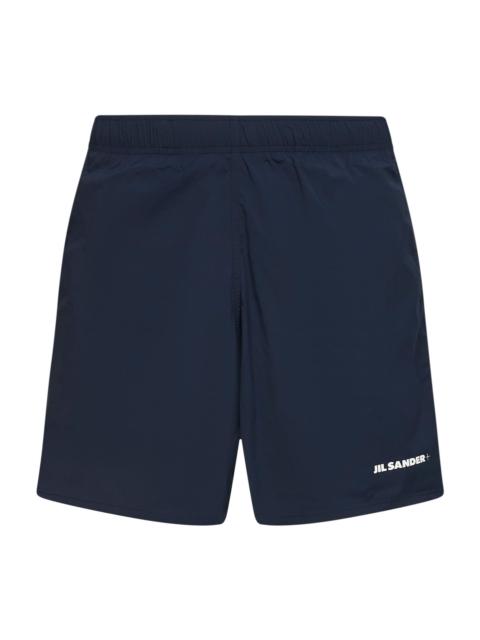 Jil Sander Jil Sander Men Blue Stretch Nylon Logo Swim Shorts