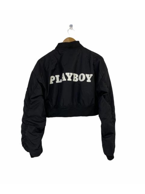 Other Designers Playboy - Vintage Playboy Crop Top Bomber Jacket Logo Design