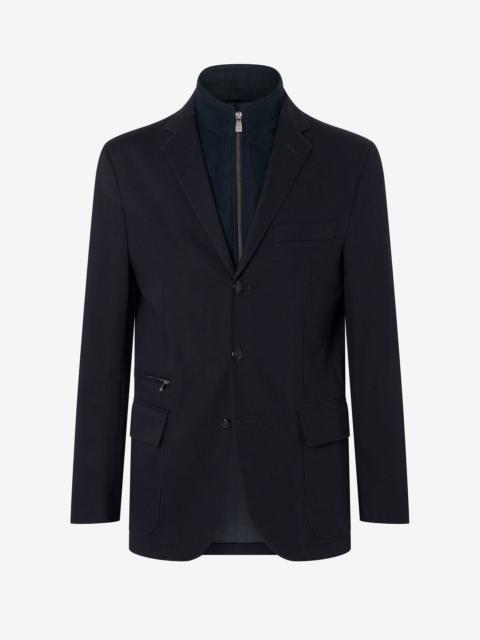 CORNELIANI Blue cotton and cashmere jacket with detachable vest