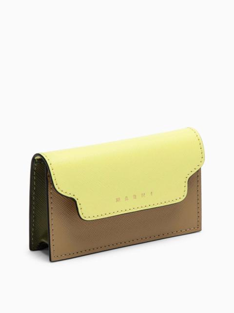 Marni Business Card Holder Vanilla/Green Leather