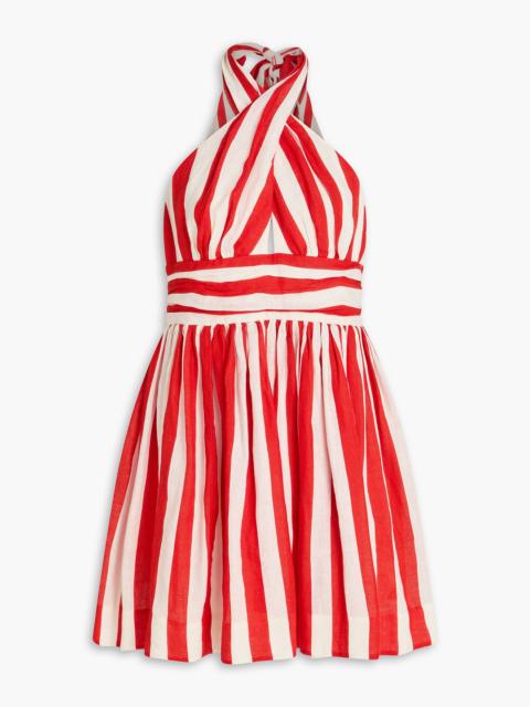 Zimmermann Striped linen halterneck mini dress