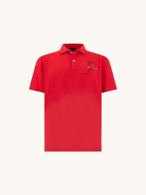 Paul & Shark COTTON PIQUÉ POLO SHIRT WITH YEAR OF THE HORSE PRINT