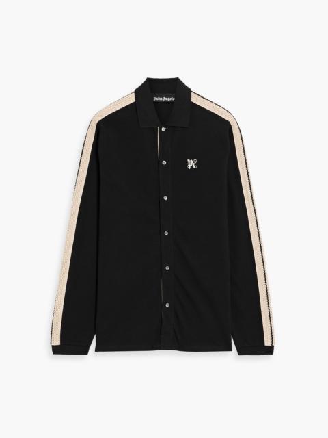 Palm Angels Crochet-trimmed cotton-piqué shirt