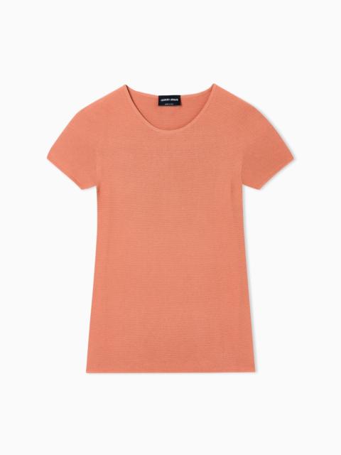 GIORGIO ARMANI LINKS-STITCH VISCOSE SHORT-SLEEVED JUMPER