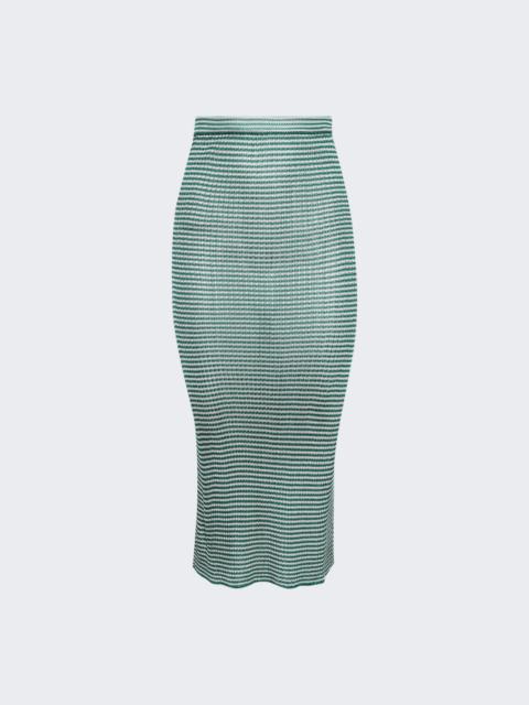 CALLE DEL MAR Micro Stripe Rib Skirt Palm Green Stripe