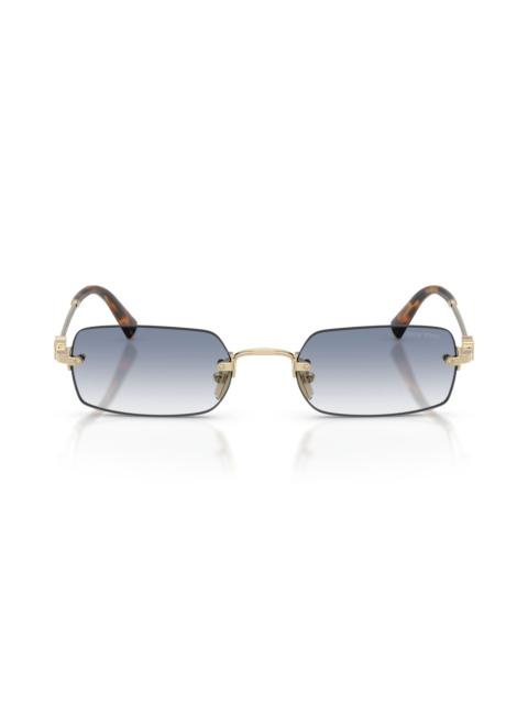 Miu Miu Miu Miu 50mm Rectangular Sunglasses in Pale Gold /Clear /Light Blue at Nordstrom