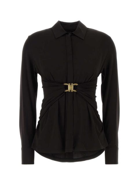 FERRAGAMO Salvatore Ferragamo Women Dark Brown Stretch Viscose Shirt