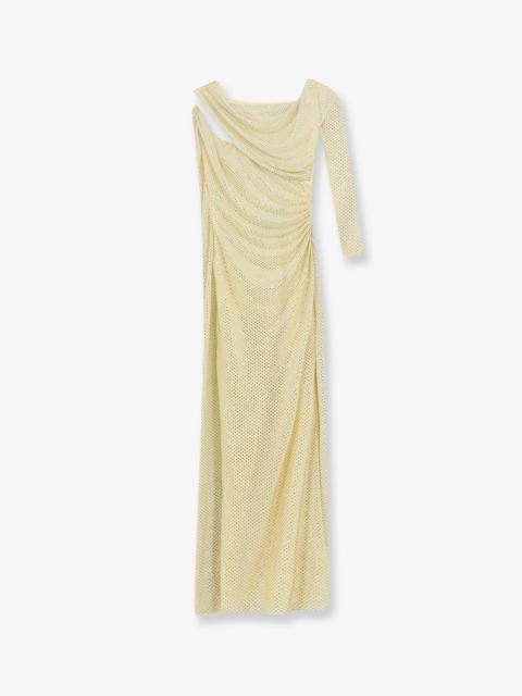 self-portrait Self-Portrait Midi Dress with Rhinestones Yellow