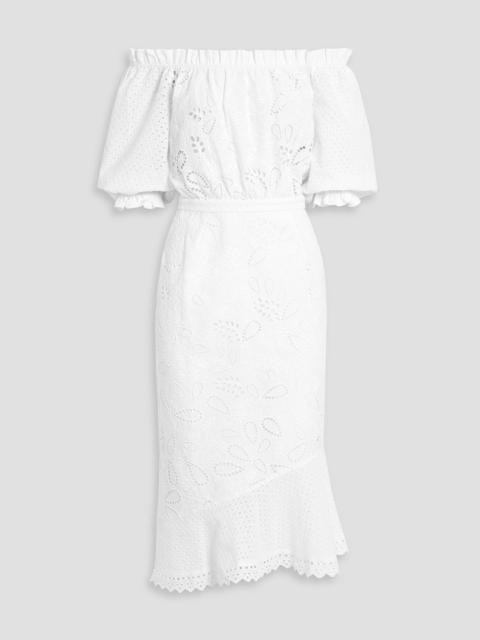 Other Designers Grace off-the-shoulder broderie anglaise cotton midi dress