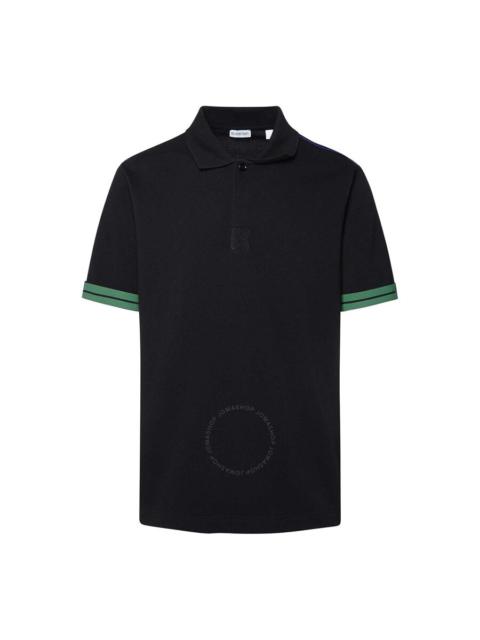 Burberry Striped-Cuffs Short Sleeved Cotton Polo Shirt