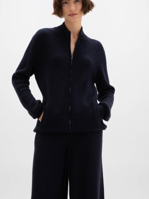 Johnstons of Elgin Ribbed Cashmere Navy Cardigan