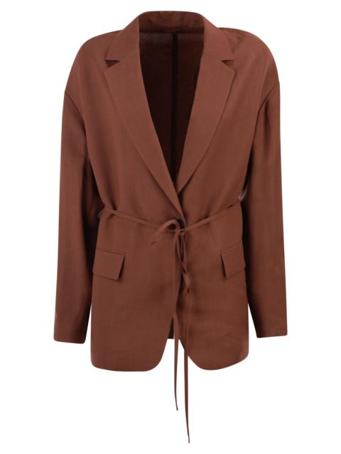 Brunello Cucinelli Brunello Cucinelli Women Fluid Viscose And Linen Twill Jacket With Jewellery