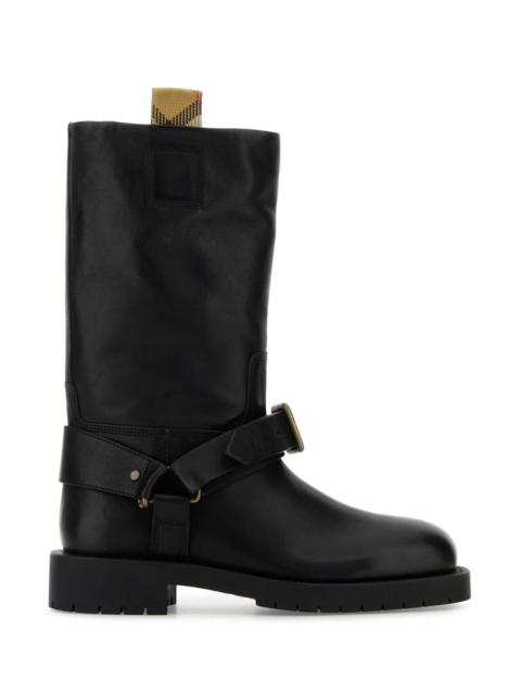 Burberry Burberry Women Black Leather Saddle Boots