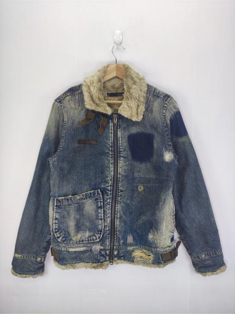 Other Designers Vintage Johnbull Distressed Denim Jacket Zipper