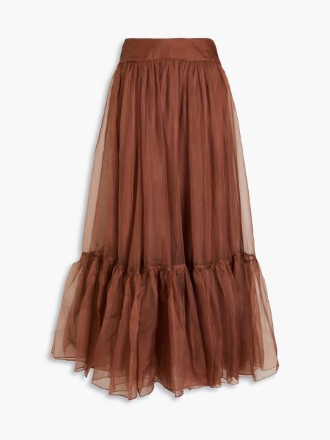 Zimmermann Gathered silk-organza maxi skirt