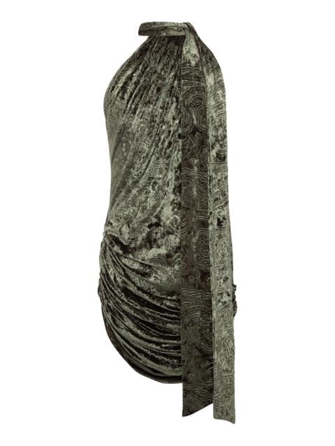 SIEDRÉS Franky Halter Velvet Mini Dress green